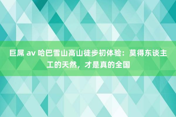 巨屌 av 哈巴雪山高山徒步初体验：莫得东谈主工的天然，才是真的全国